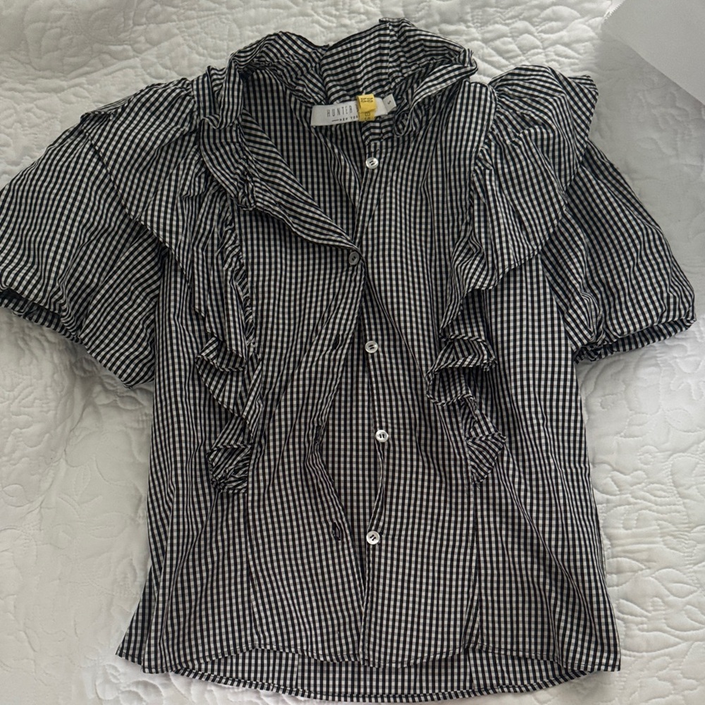 Hunter Bell Black and White Gingham Blouse